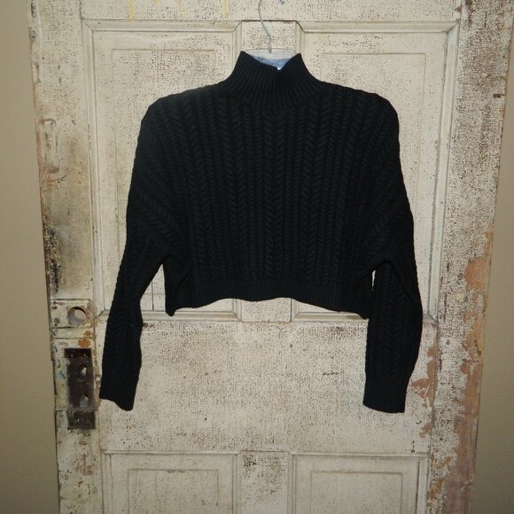 Banana Republic Cable Knit Mock Crop Sweater Wool blend Sz XXS (UU-47) - Picture 1 of 5
